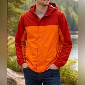 LL Bean Rain Jacket Men’s Medium Hooded Outdoor Hiking Shell GUC